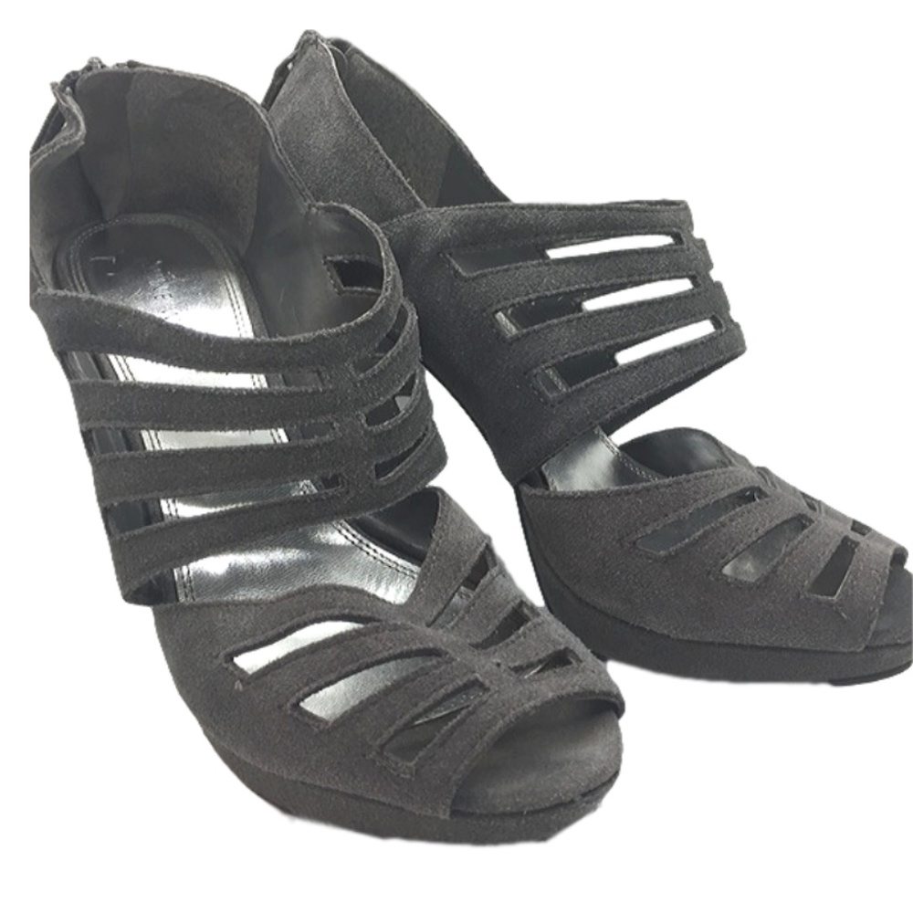 Nine West Gray Suede Heels with cut-outs  8M